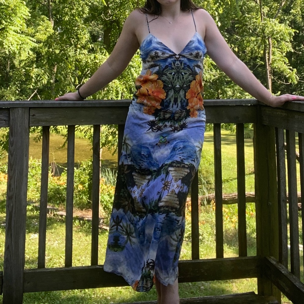 Stella McCartney Made in Italy Silk Hawaiian Print Midi Vacation Dress Size 40